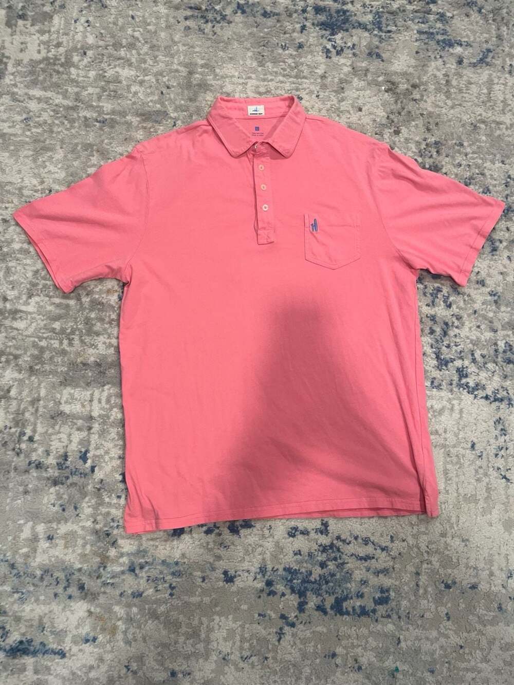 johnnie-O Hangin' Out Polo Shirt Size L Pink Cotton Pocket Golf